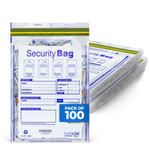 ABC FREEZFraud Coin Money Single Pocket Bank Deposit Bags, 15 x 20", Clear