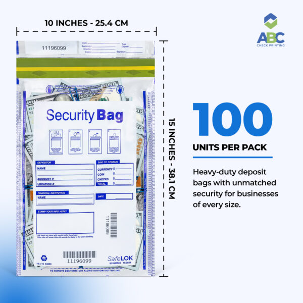 ABC Single Pocket Bank Deposit Bags – Clear or Opaque, 10 x 15" - Image 3