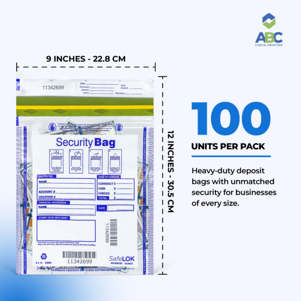 ABC 9 x 12 Dual Pocket Clear Deposit Bag -  Size, 9 x 12" - Image 3