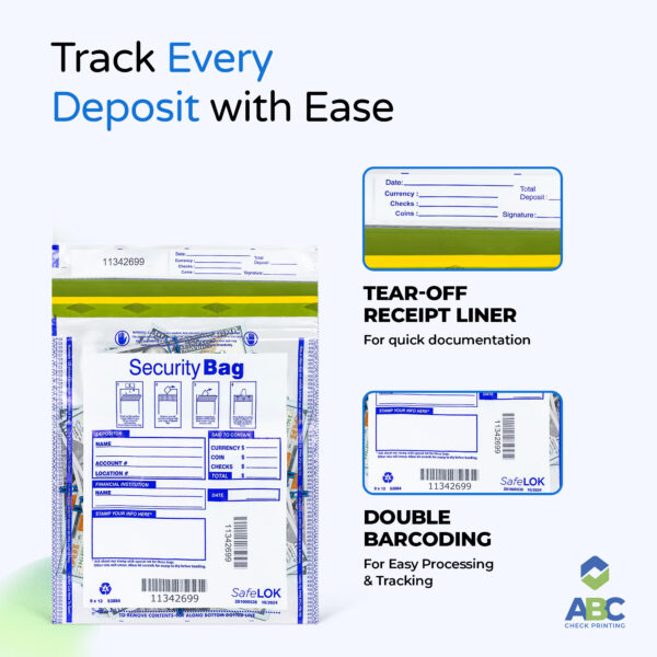 ABC 9 x 12 Dual Pocket Clear Deposit Bag -  Size, 9 x 12" - Image 4