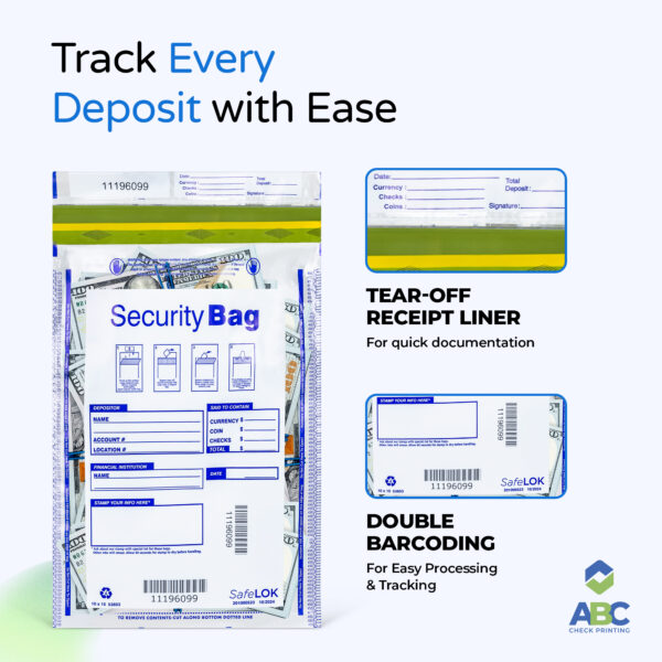 ABC Single Pocket Bank Deposit Bags – Clear or Opaque, 10 x 15" - Image 5