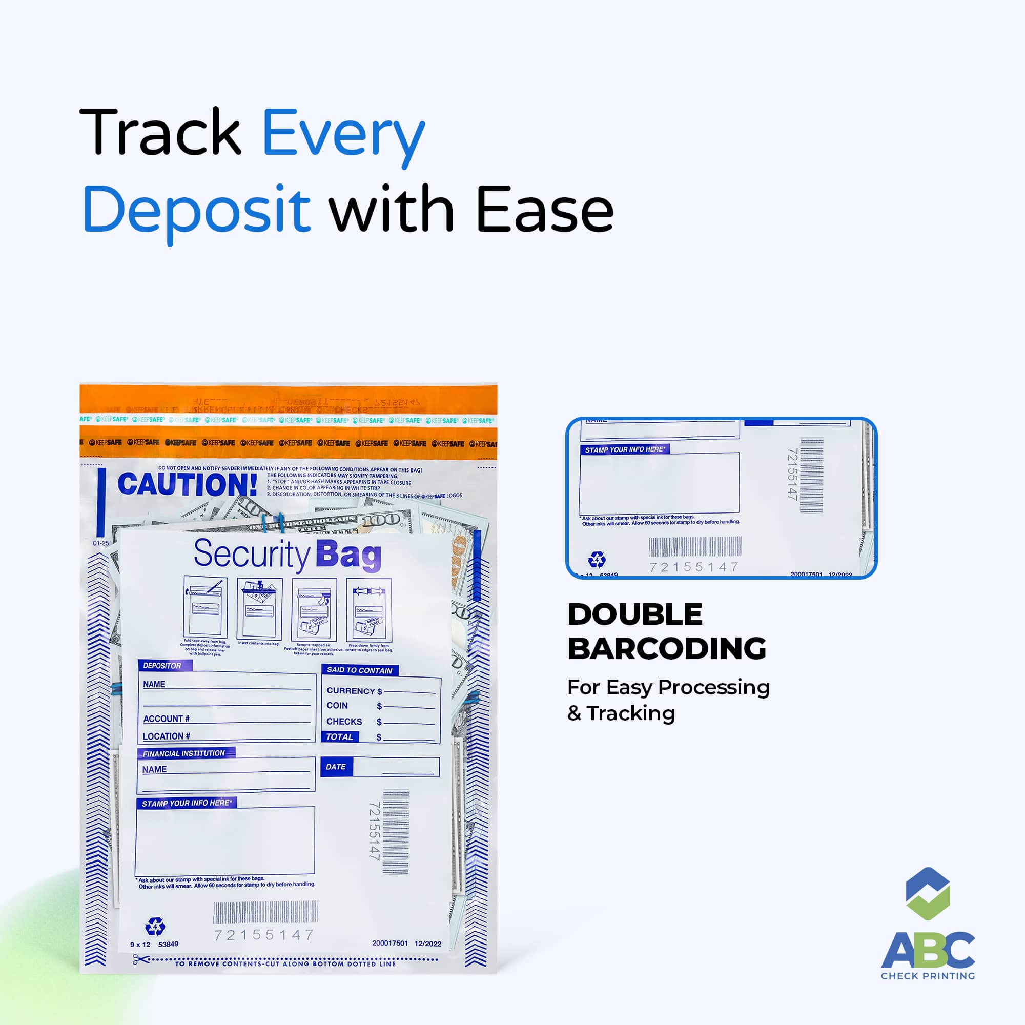 ABC 9 x 12 Tamper-Evident Bank Deposit Bags – Clear or Opaque - Image 5