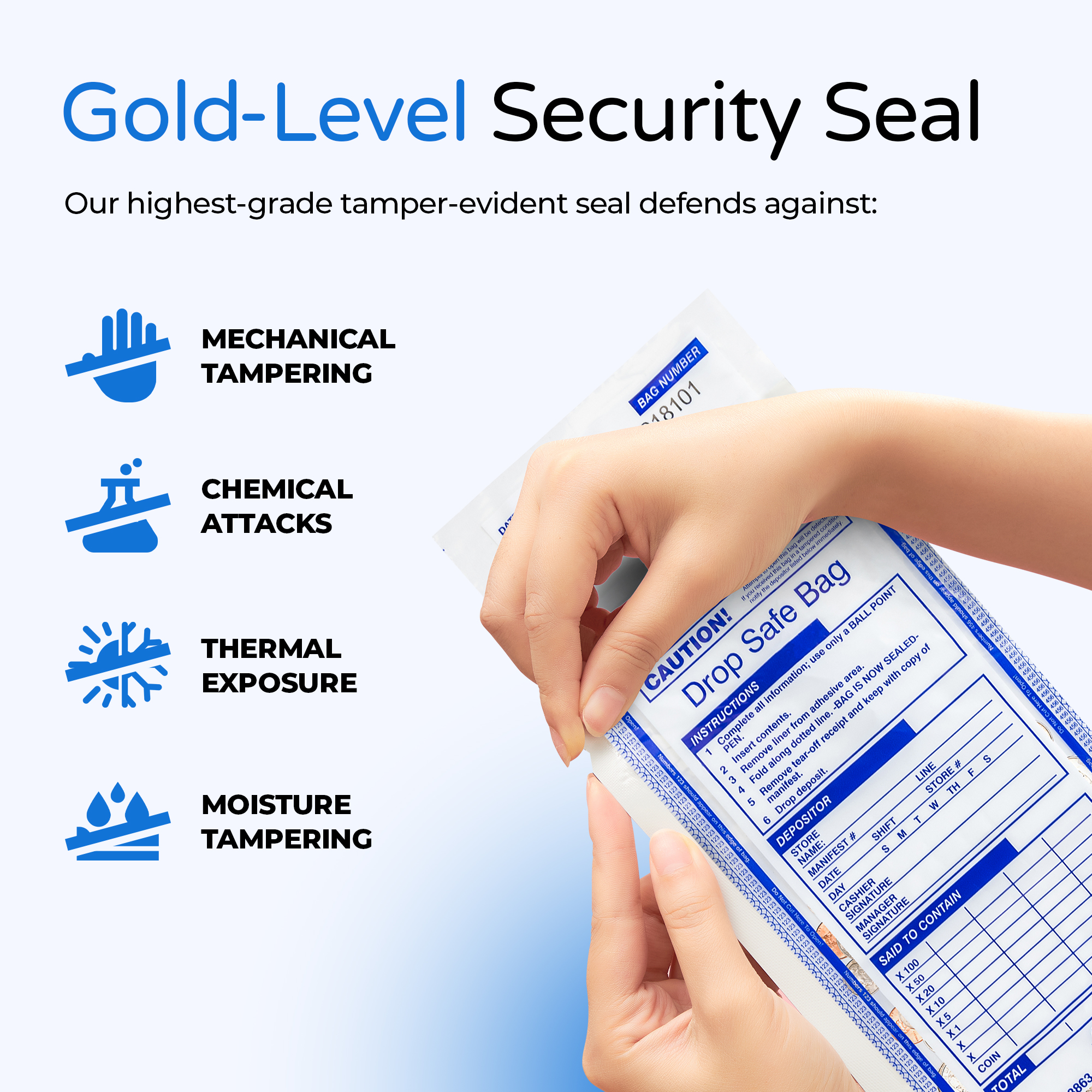 ABC FREEZFraud Clear Coin Deposit Bags, 5 x 9 1/2″ – Tamper-Evident, Heavy Duty - Image 6