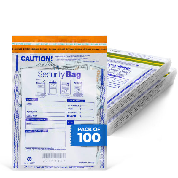 ABC 9 x 12 Tamper-Evident Bank Deposit Bags – Clear or Opaque