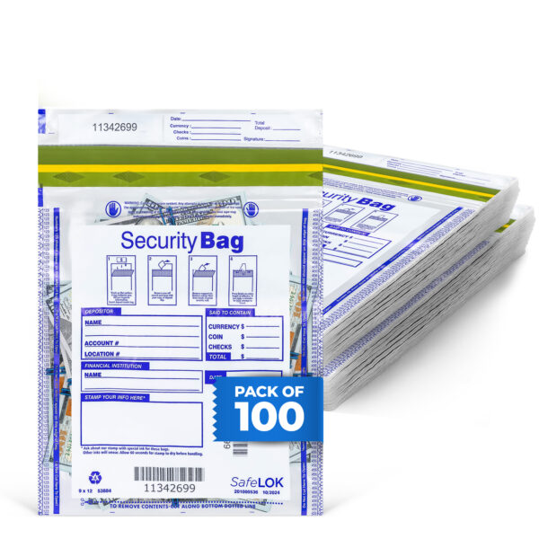 ABC 9 x 12 Dual Pocket Clear Deposit Bag -  Size, 9 x 12"