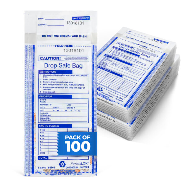 ABC FREEZFraud Clear Coin Deposit Bags, 5 x 9 1/2″ – Tamper-Evident, Heavy Duty