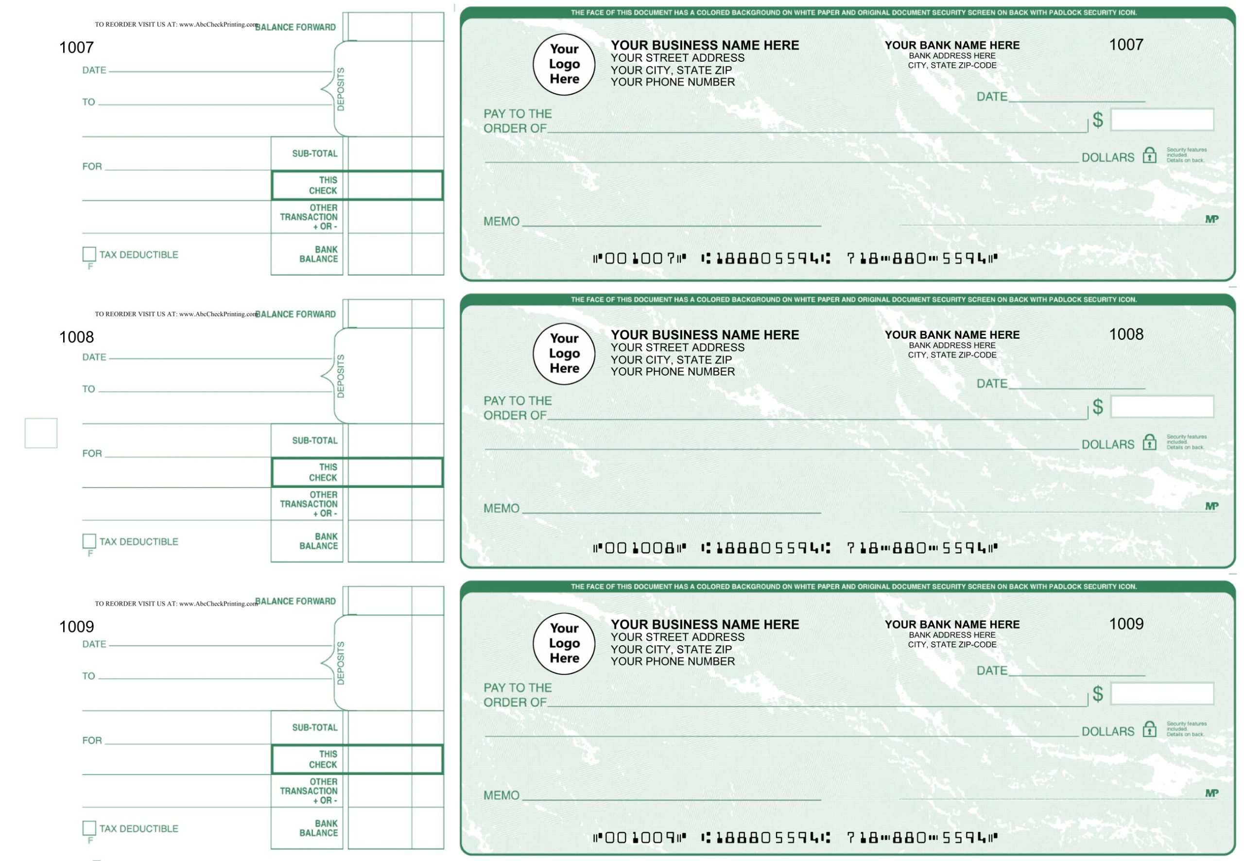 Manual Business Checks ABC Check Printing