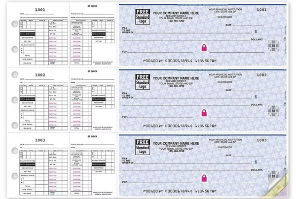 ABC Payroll Checks, 3-On-A-Page, Double Side-Tear Vouchers