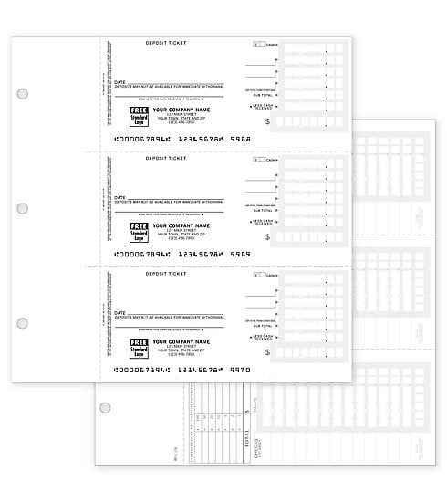 ABC 3-On-A-Page Compact Deposit Tickets for End-Stub Deskbook