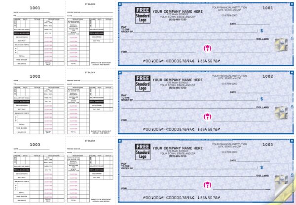 ABC Payroll Checks, 3-On-A-Page, Double Side-Tear Vouchers