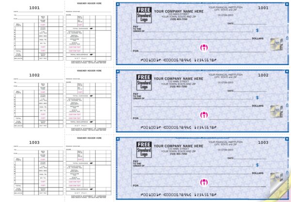 ABC 3-On-A-Page Business Checks for Hourly Payroll, Manual Format