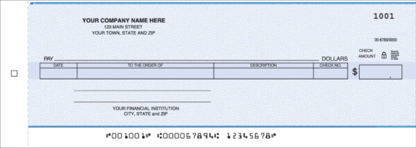 ABC Cash Disbursement Center Check - Carbon Copy, 3 1/4" x 9 1/8"