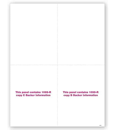 ABC 4-Up Blank Laser 1099-R with Backer, Bulk