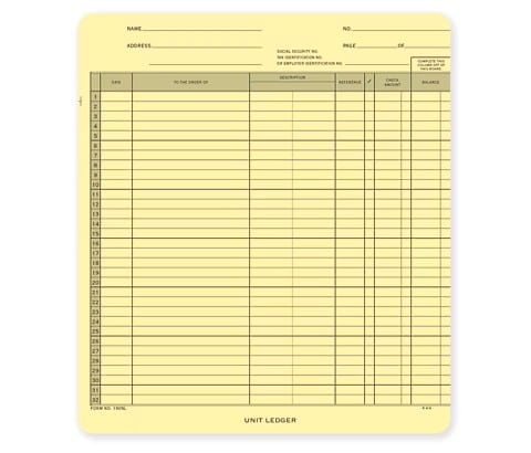 General Disbursement Ledger Cards – Vendor Purchase & Payment Record Forms