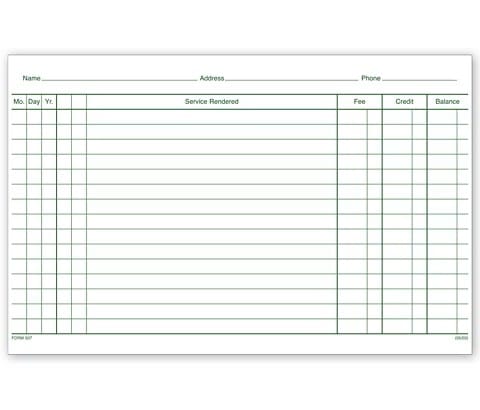 Patient Account Record Cards – Double‑Sided White Ledger Forms