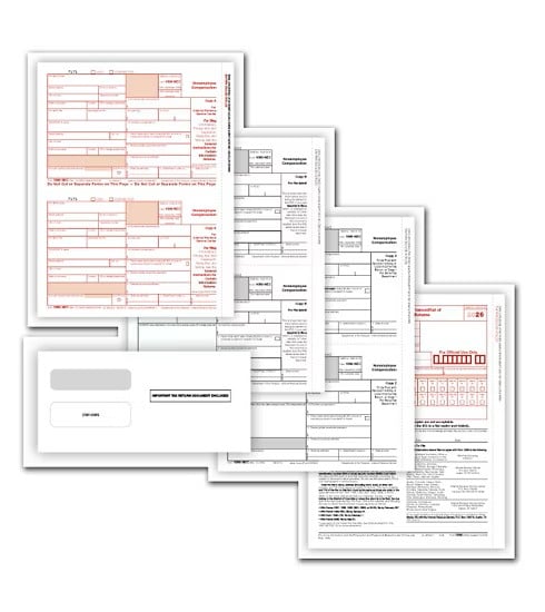 ABC ComplyRight 1099-NEC Tax Forms Kit with Envelopes, 4-Part Filing Set, 25 Sets Pack