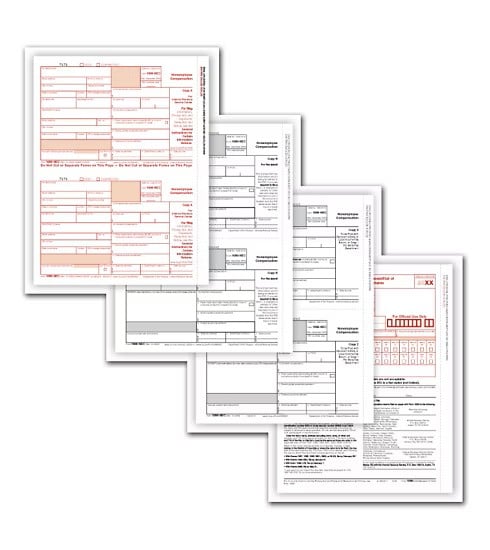 ABC 1099-NEC Tax Forms Set, 4-Part Filing Pack, 50 Sets, Includes Copies A, B, C & 1096 Transmittals
