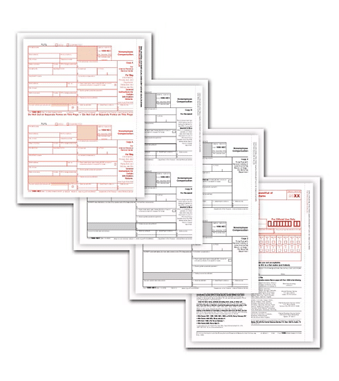 ABC 1099-NEC Tax Forms & Envelope Kit, 4-Part Filing Set, 25 Sets, Includes Copies A, B, C & 1096 Transmittals