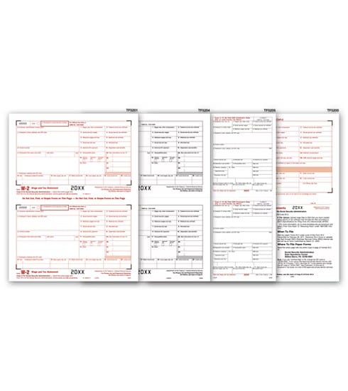 ABC 4-Up W-2 Tax Forms Set, 4-Part Filing Pack, 50 Sets, Includes W-3 Transmittals