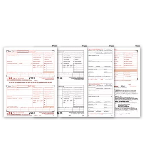 ABC W-2 Printed Tax Forms Set, 6-Part Alternate Package, 50 Sets, Includes W-3 Transmittals