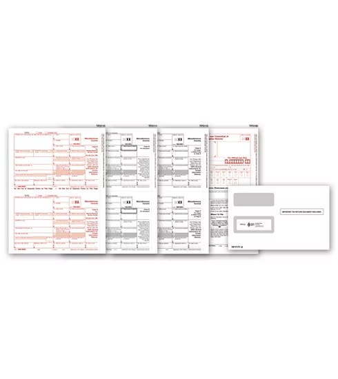 ABC 1099-MISC Tax Forms & Self-Seal Envelope Kit, 4-Part Filing Set, 50 Sets Pack, Includes Copy A/B/C, 1096 Transmittals, Laser & Inkjet Compatible